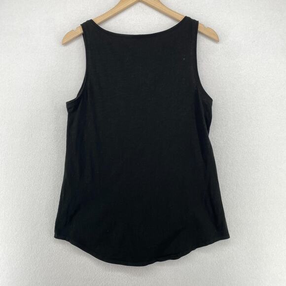 EILEEN FISHER Tank Top S Organic Cotton Slub Jersey Tunic Scoop Neck Shell Black - Picture 3 of 11